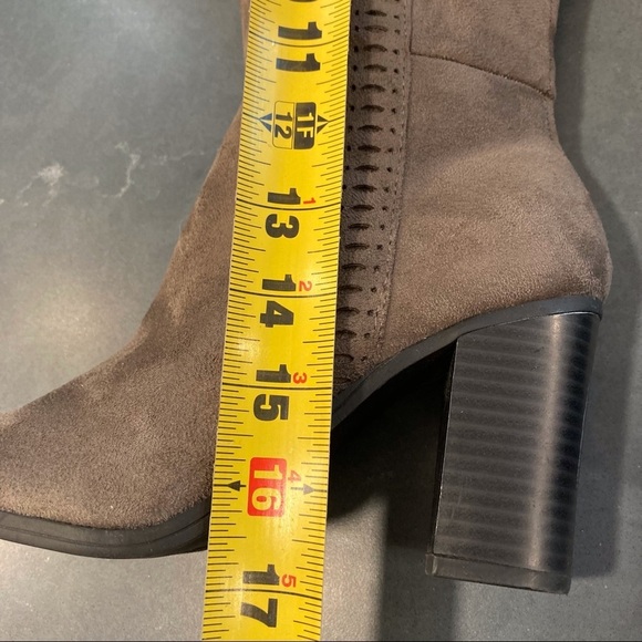 Simply Styled sz 6.5 gray taupe microfiber tall heeled boots - Picture 13 of 16